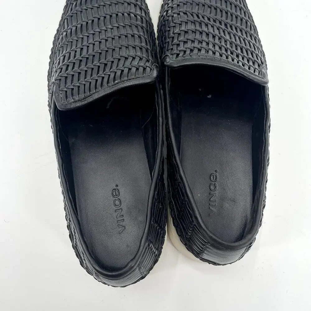 Vince Platform Black Textured Sneaker Shoes // 10
